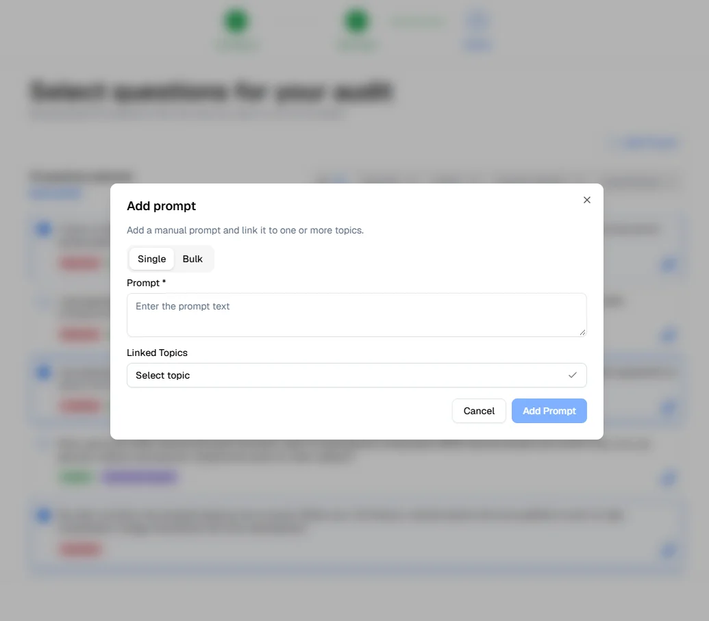 Add Prompt: write your own question and link it to one or more topics.
