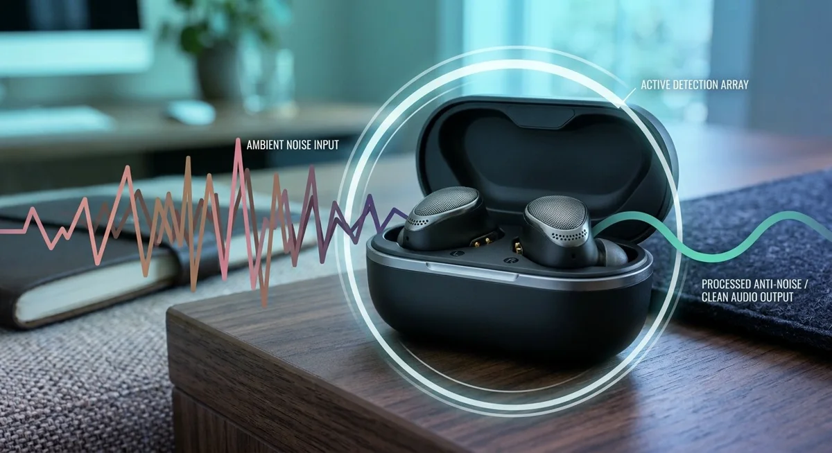 Wireless earbuds with active noise cancellation